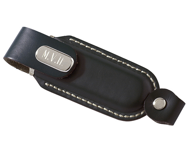 leather Bound USB Memory Stick Black Personalised
