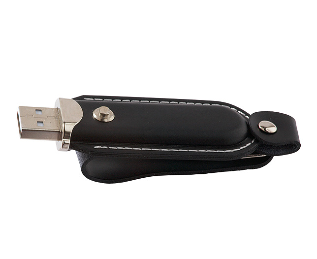 Leather Bound USB Memory Stick Black