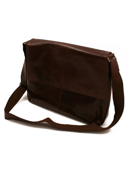Leather Brown Big Messenger Bag