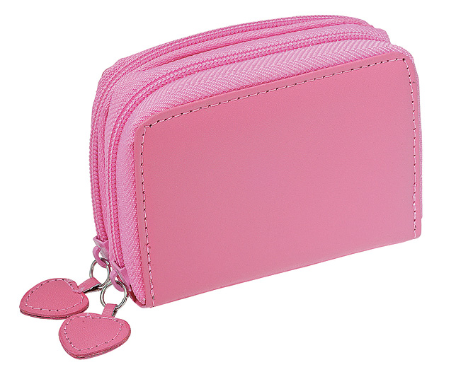 leather Concertina Purse Hot Pink Personalised (PEE)