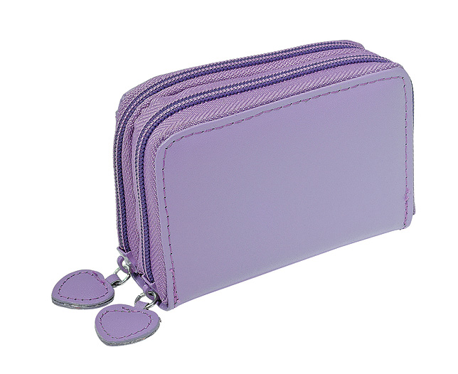 leather Concertina Purse Lilac Personalised (PEE)
