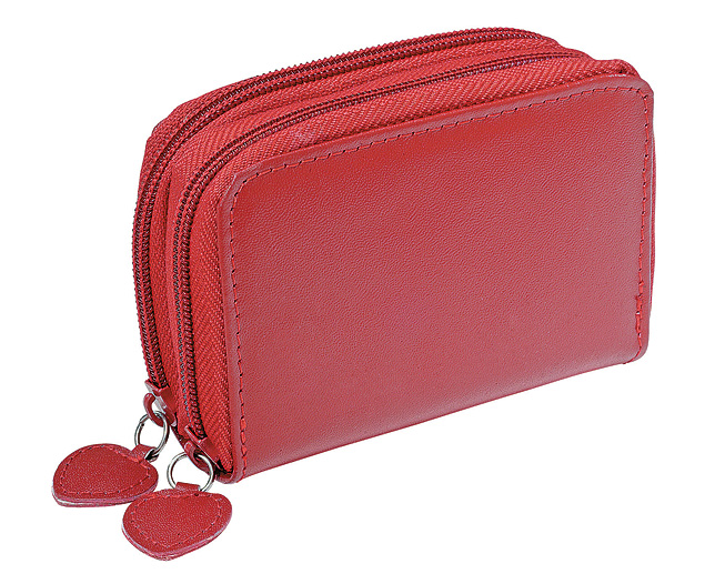 leather Concertina Purse Red Personalised