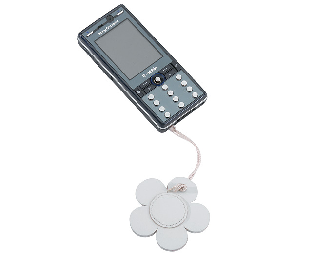 leather Daisy Mirrored Phone Charm - Ivory,