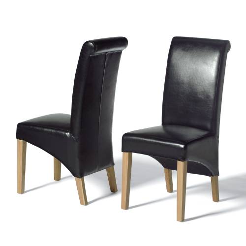 Alfie Black Leather Dining Chairs x2