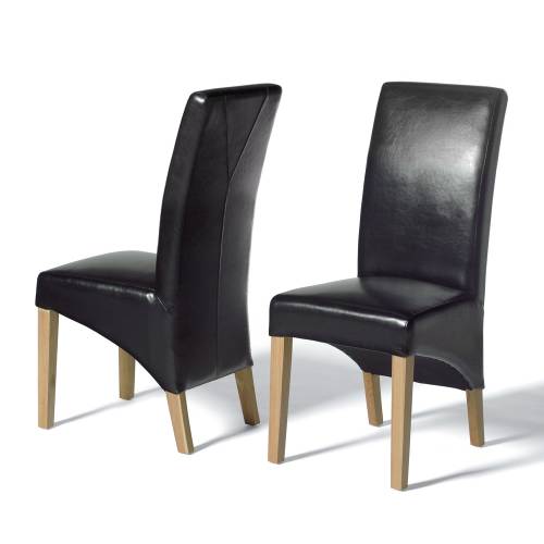 Natura Straight Back Black Leather Chair