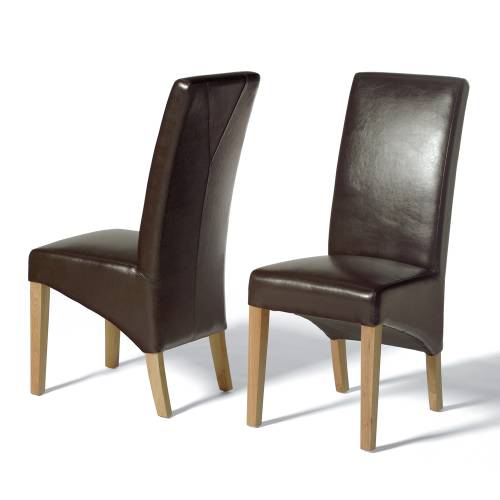 Leather Dining Chairs Natura Straight Back Brown Leather Chairs x2