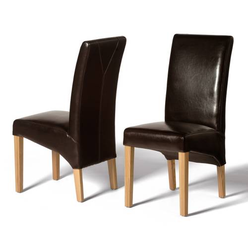 Olivia Brown Leather Dining Chair x2