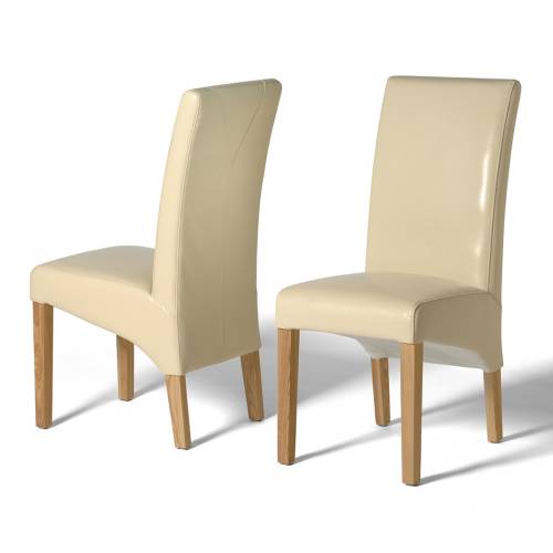 Leather Dining Chairs Olivia Cream Leather Dining Chair x2