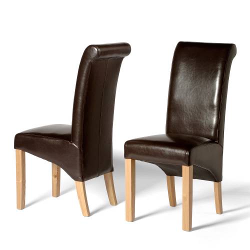 Leather Dining Chairs Ruby Rollback Brown Leather Chair x2