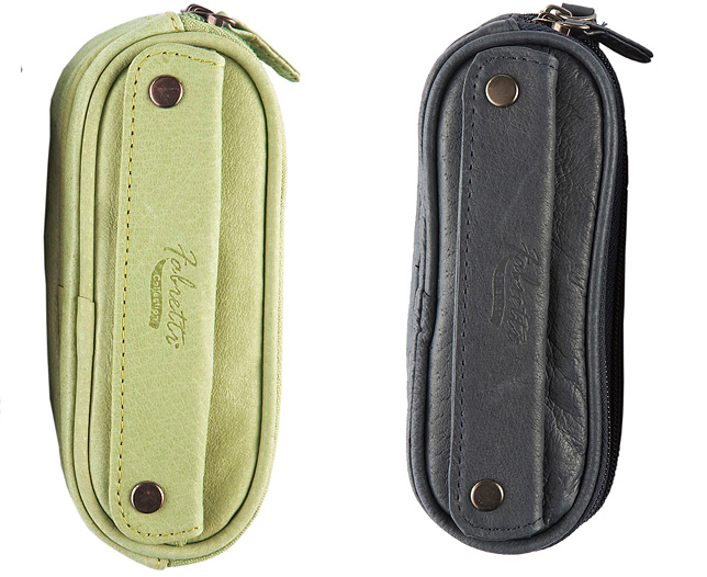 leather Double Glasses Case Pair Navy and Green
