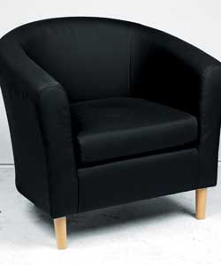 Leather Effect Tub Chair - Black