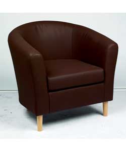 leather Effect Tub Chair - Chocolate