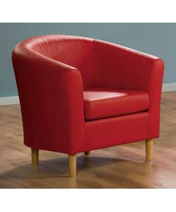 leather Effect Tub Chair - Red