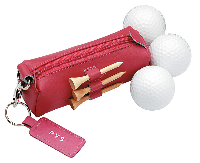 leather Golf Set Pink Personalised (PEE)