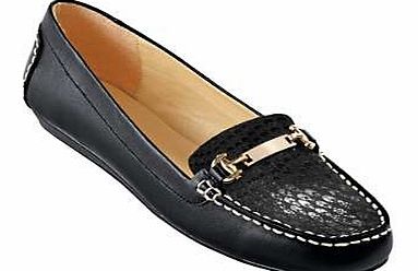 Leather Low Wedge Loafers