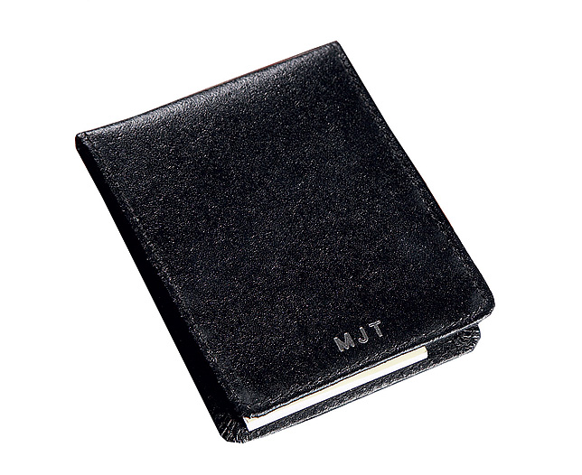 leather Notepad and Pen - Black Personalised