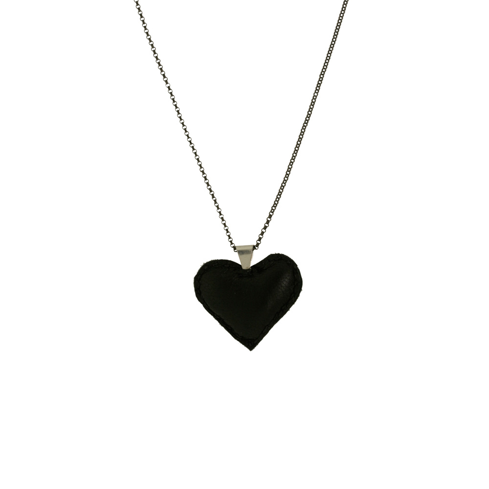 Puffy Heart Necklace- Black