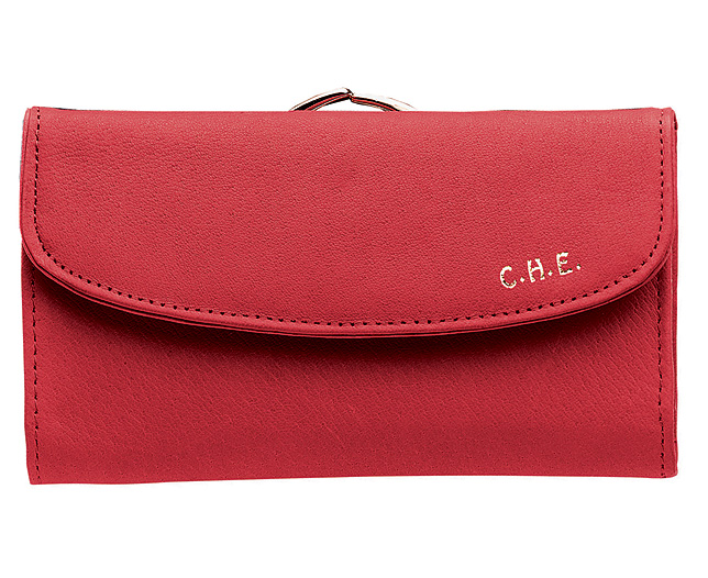 leather Purse Wallet - Red - Personalised