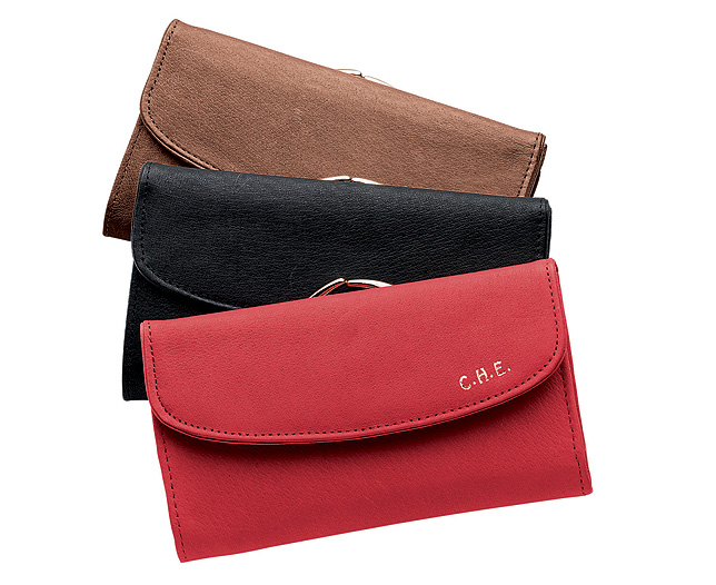 leather Purse Wallet - Red - Plain