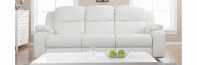 Leather Sofa World Montreal Blossom White Reclining 3 Seater Leather Sofa