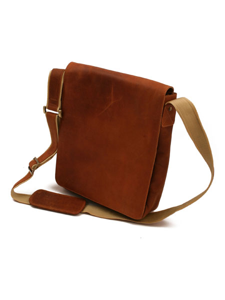 Leather Tan Large Messenger Bag