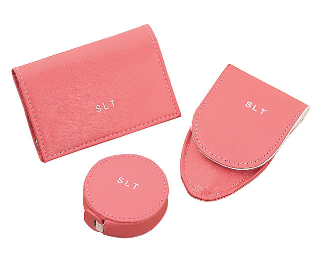 leather Travel Trio - Pink Personalised