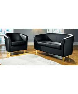 leather Tub Sofa - Black