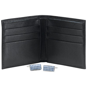 Leather Wallet and Cufflinks Gift Set