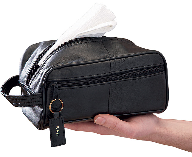 leather Washbag and Contents Personalised
