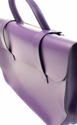 Leathergraft Deluxe Stylish Vintage Real Leather Music or Laptop Case Satchel 7 Colours (Purple)