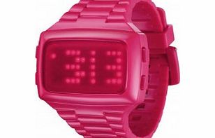 LED Unisex Digital Pink Dial And Pu Strap Watch