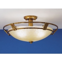 Leds-C4 Lighting Veronese Amber and Glass Ceiling Light Large