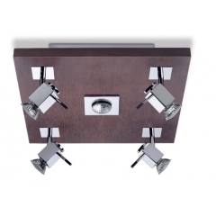 Wood Square Ceiling Light with 4 Spotlights