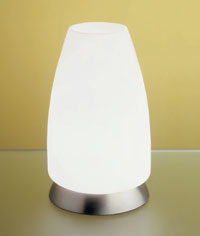 LEDS Lighting Bonne Nuit Modern Table Lamp With A Satin Nickel Base And White Triplex Glass Shade