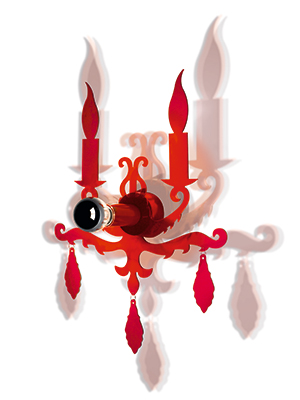 LEDS Lighting Candle Modern Red Polycarbonate Stylised Wall Light