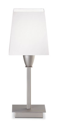 LEDS Lighting Denver Modern Nickel-matt Table Light With A White Fabric Shade