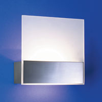 LEDS Lighting Flat Small Modern Satin Nickel Wall Light With White Optic Glass Shade