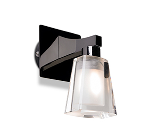 LEDS Lighting Luxe Modern Black Polished Chrome Bathroom Wall Light With A Clear And White Glass Shade