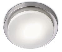 Parma Modern Round Ceiling Light In Satin Nickel With A White Opal Glass Shade