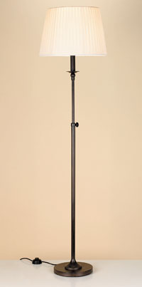 Provenza Traditional Antique Brown Floor Lamp With A Beige Pleated Fabric Shade