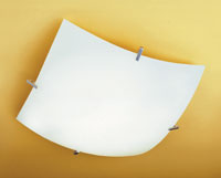 Quattro Modern Square Ceiling Light With A Curved White Glass Shade