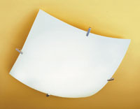Quattro Square Ceiling Light With A Curved White Glass Shade