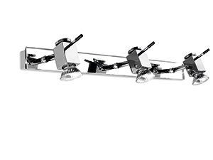 Shine Modern Chrome And Extra White Mirror Wall Light With Three Spotlights