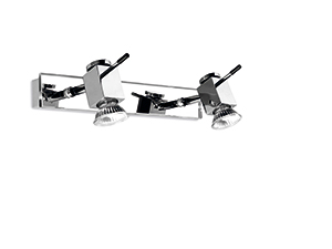 Shine Modern Chrome And Extra White Mirror Wall Light With Two Spotlights