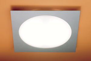 Ska Modern Ceiling Light In Satin Nickel With A White Optic Glass Diffuser