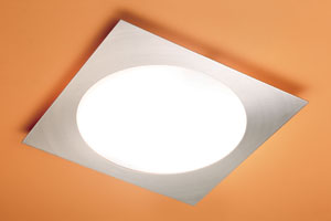 LEDS Lighting Ska Square Ceiling Light In Satin Nickel With A White Optic Glass Diffuser