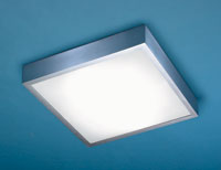 Square Energy Saving Ceiling Light In Aluminium With White Opal Acrylic Diffuser