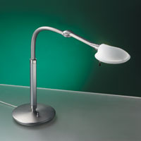 LEDS Lighting Suite Modern Satin Nickel Table Light With White Glass Shade And Dimmer Switch