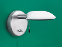 Suite Modern Satin Nickel Wall Light With White Glass Shade And Dimmer Switch