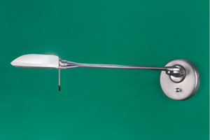 Suite Modern Wall Light In Satin Nickel With White Glass Shade And Dimmer Switch